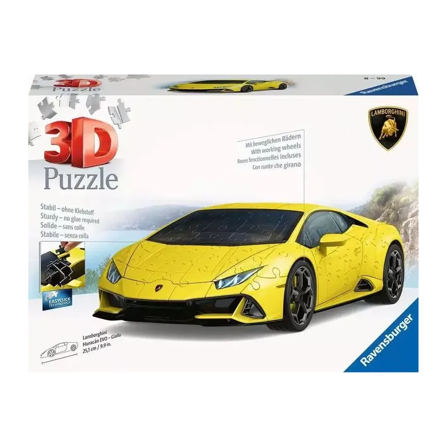 Puzzle 3D Pojazdy Lamborghini Huracan Evo Giallo