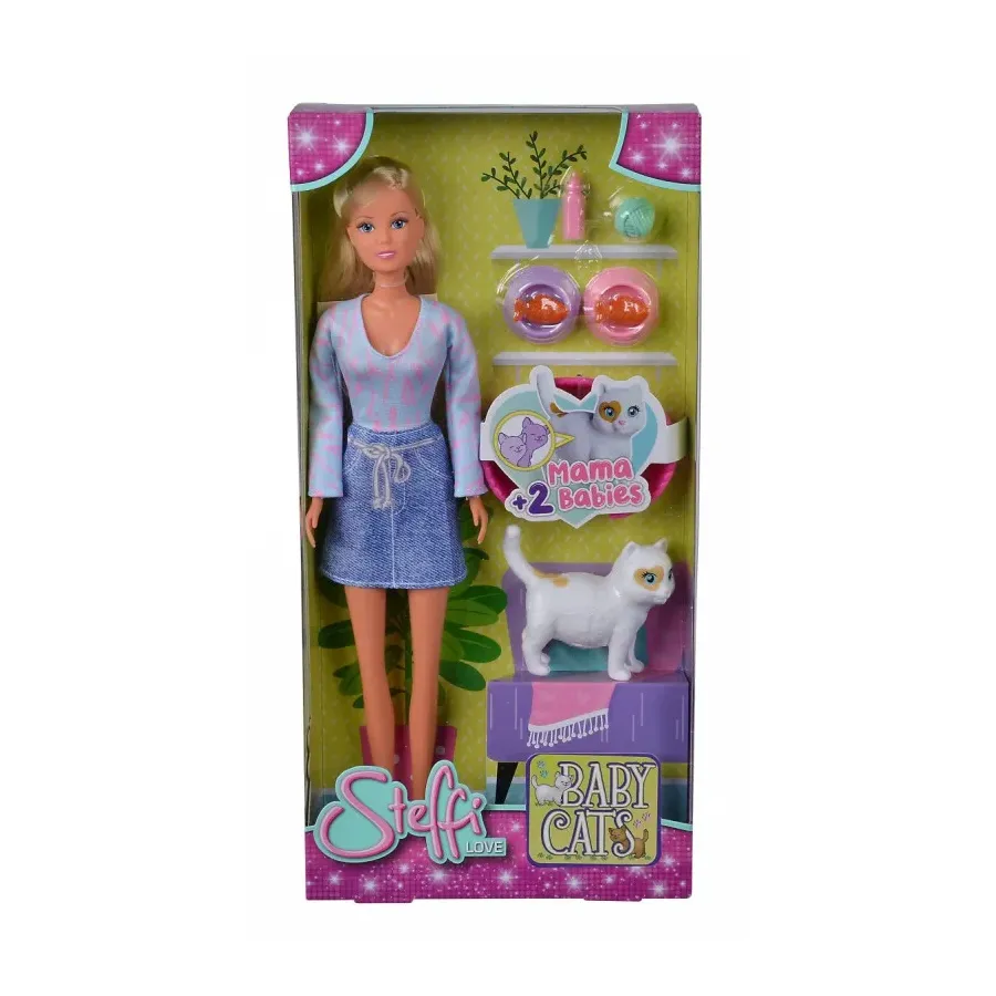 Lalka Steffi z małymi kociakami