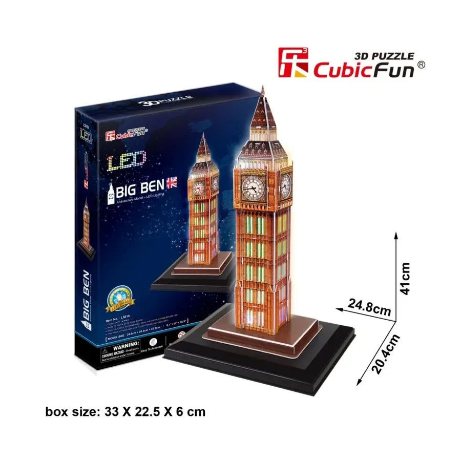 Puzzle 3D Zegar Big Ben (Światło)