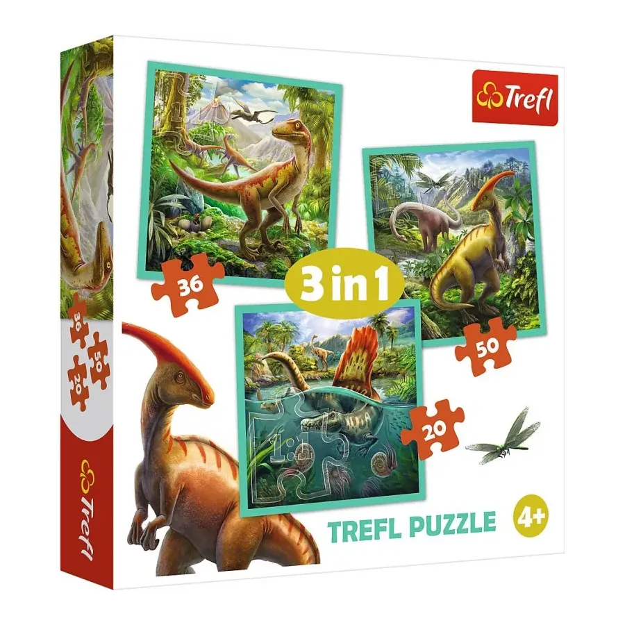 Puzzle 3w1 - Niezwykły świat dinozaurów