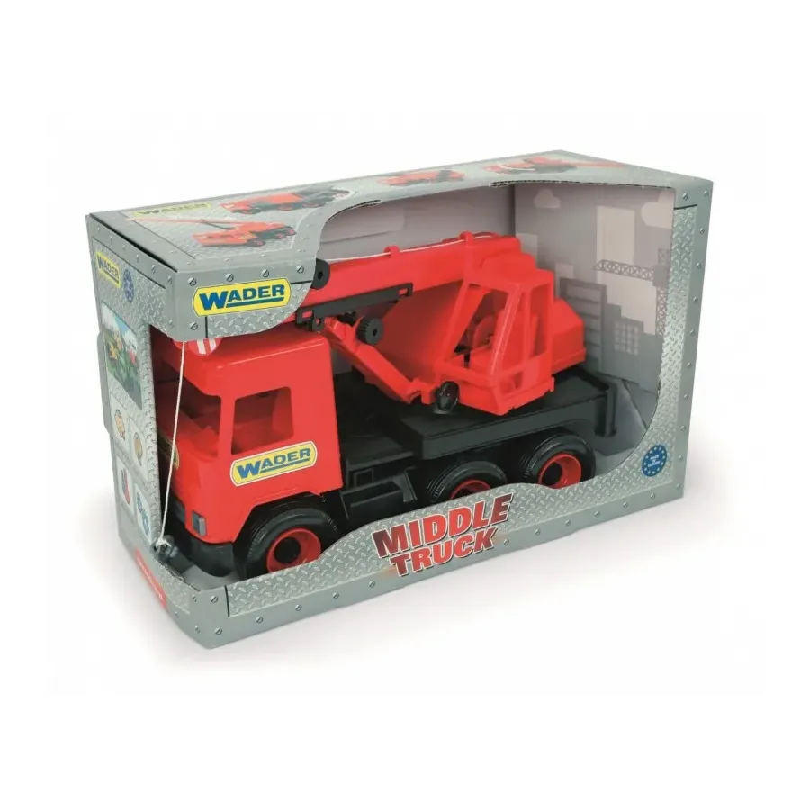Dźwig czerwony 38 cm Middle Truck w kartonie
