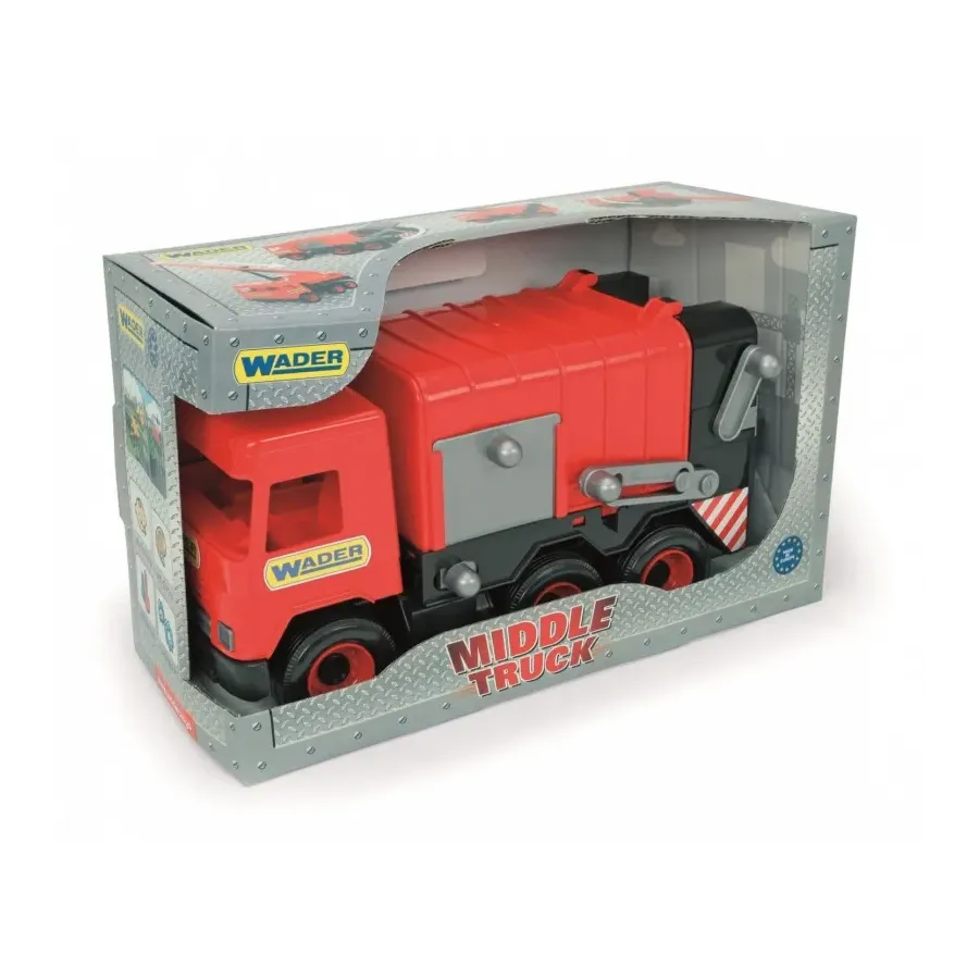 Śmieciarka czerwona Middle Truck w kartonie