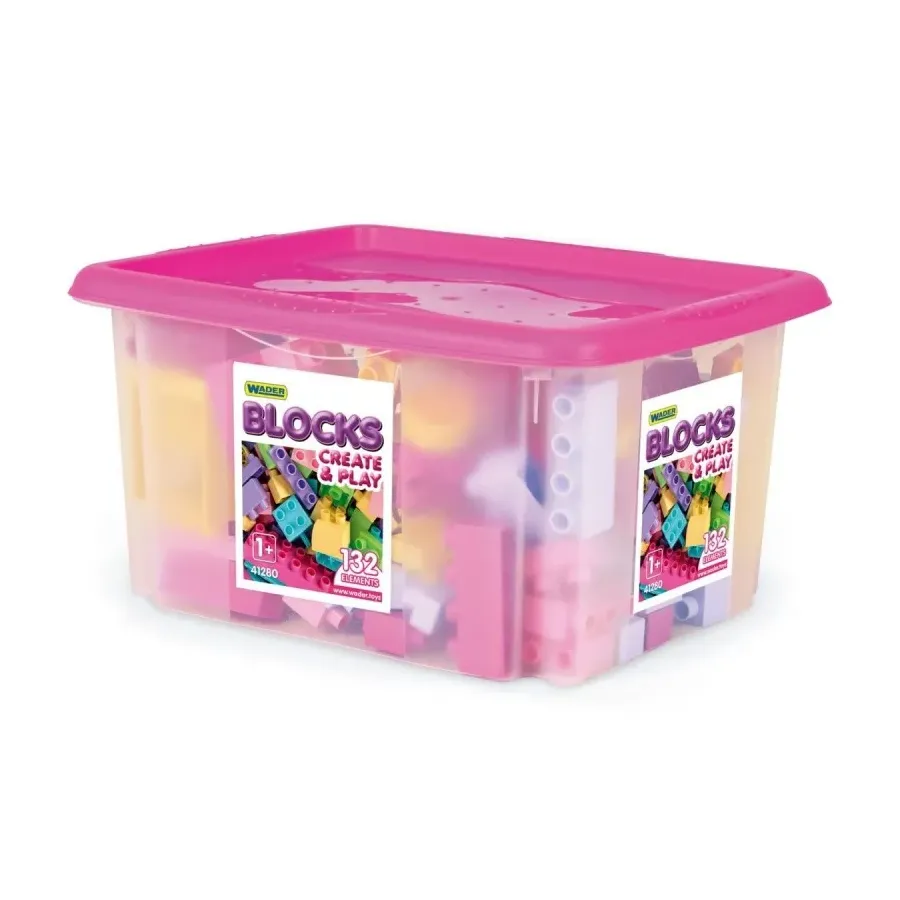 Klocki 132 elementów w pojemniku dla dziewczynek