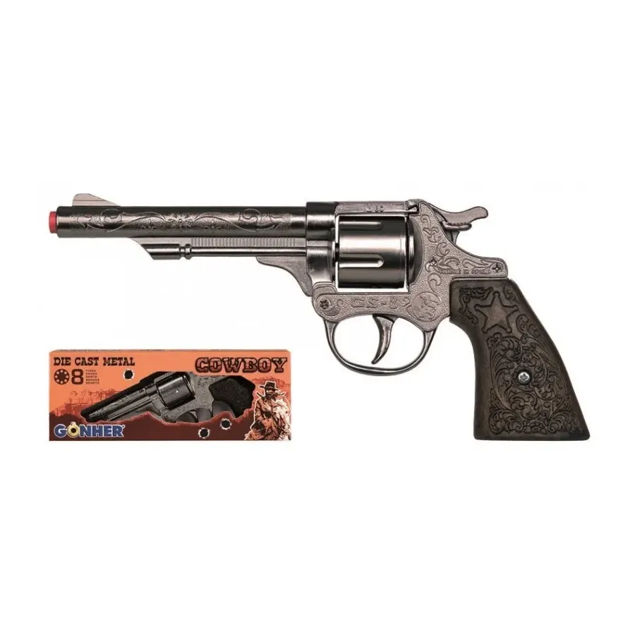 Rewolwer kowbojski 8 naboi metalowy GONHER 80/0