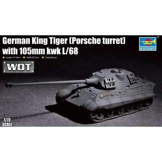 Plastikowy model do sklejania King Tiger w/ 105mm kWh L/68 Porsche Turret