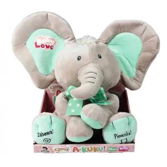 Maskotka interaktywna Słonik A Kuku beżowo-miętowy 24 cm