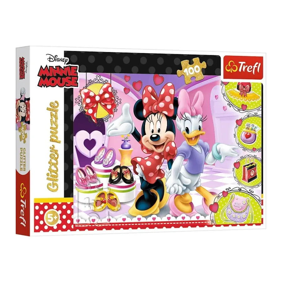 Puzzle 100 elementów Glitter Minnie i błyskotki