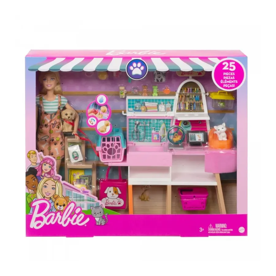 Zestaw z lalką Barbie Sklepik-salon dla zwierzaków