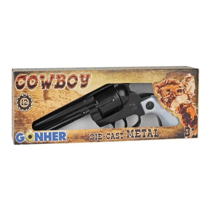 Rewolwer kowbojski metalowy 12 naboi Gonher