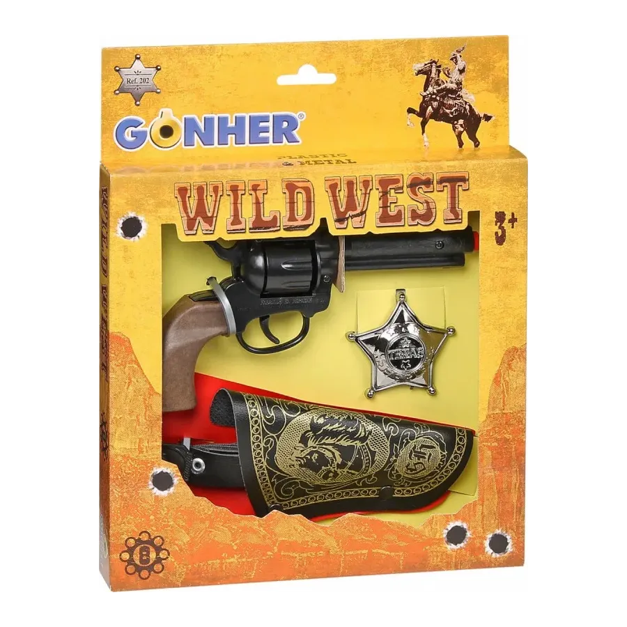 Zestaw kowbojski - Rewolwer z kaburą i odznaką Gonher