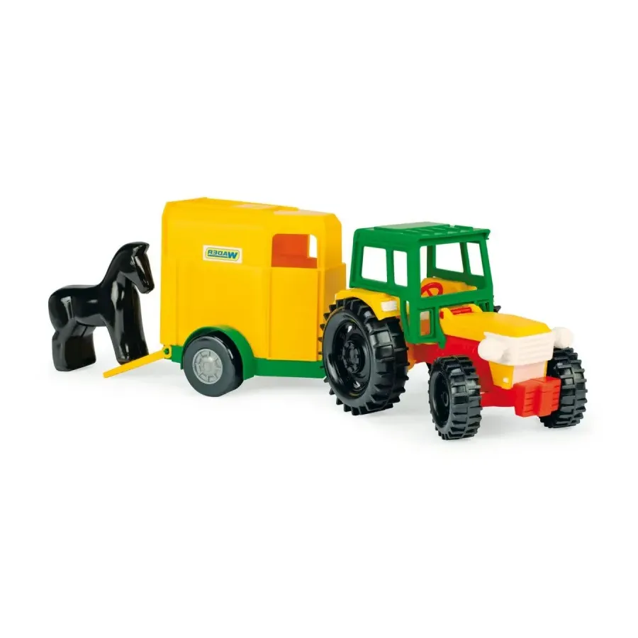 Traktor z przyczepą na konia