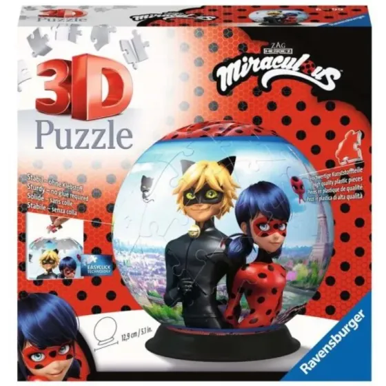 Puzzle 3D 72 elementy Kula Miraculous