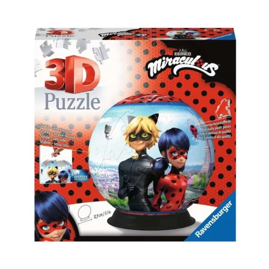 Puzzle 3D 72 elementy Kula Miraculous