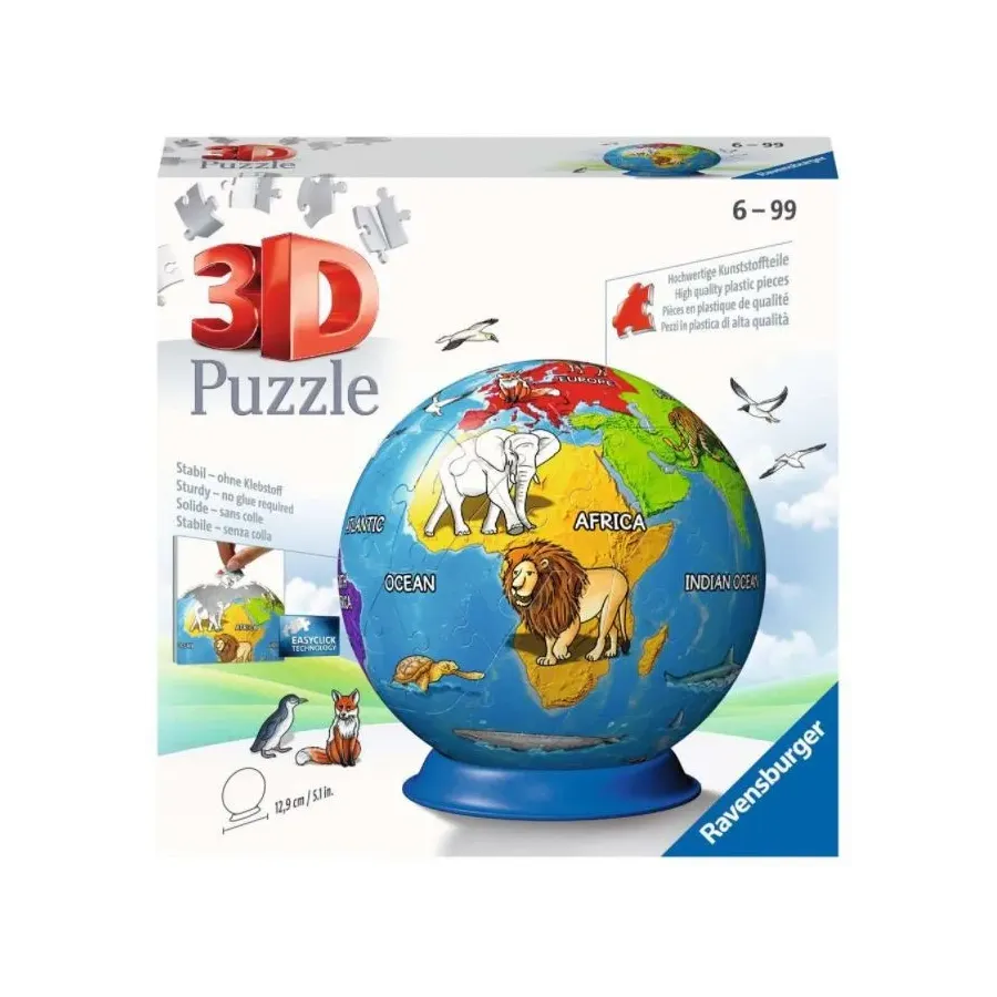 Puzzle 72 elementy 3D Kula, Dziecinny Globus