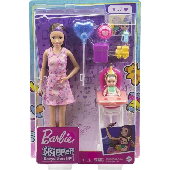 Lalka Barbie Skipper Klub Opiekunek Krzesełko Mini Urodziny GRP40