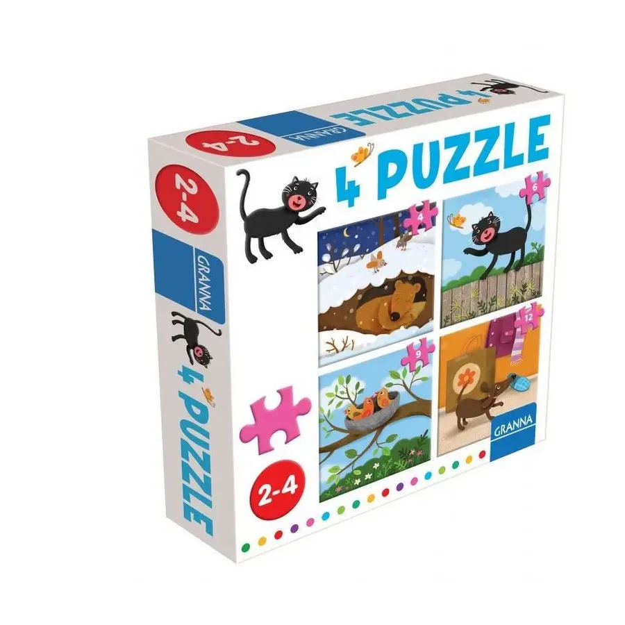 Puzzle z kotem 4 ,6,9,12 elementów