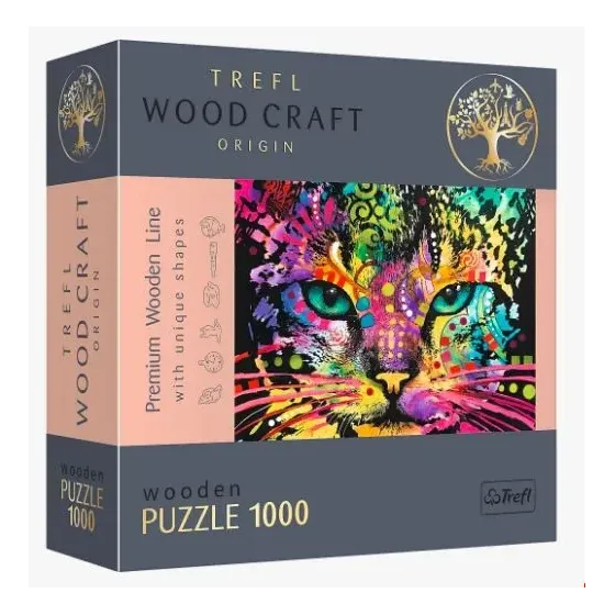 Puzzle drewniane 1000 elementów Kolorowy kot