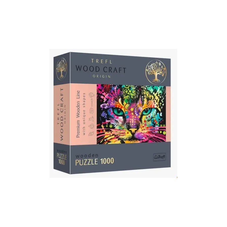 Puzzle drewniane 1000 elementów Kolorowy kot