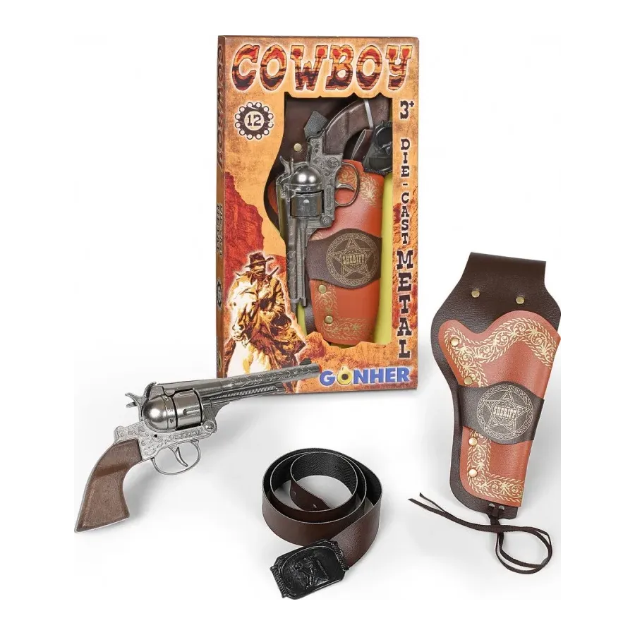 Rewolwer metalowy z kaburą i paskiem Gonher