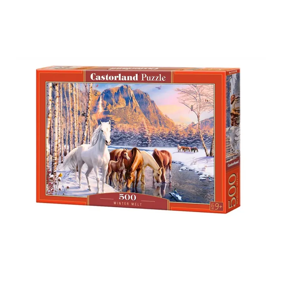 Puzzle 500 elementów Konie zimowy krajobraz
