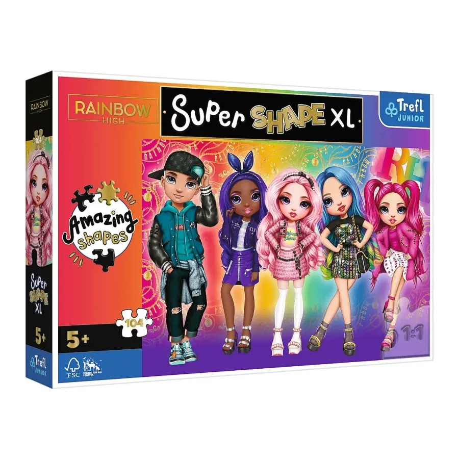 Puzzle 104 elementy XL Super Shape Stylowe Rainbow High