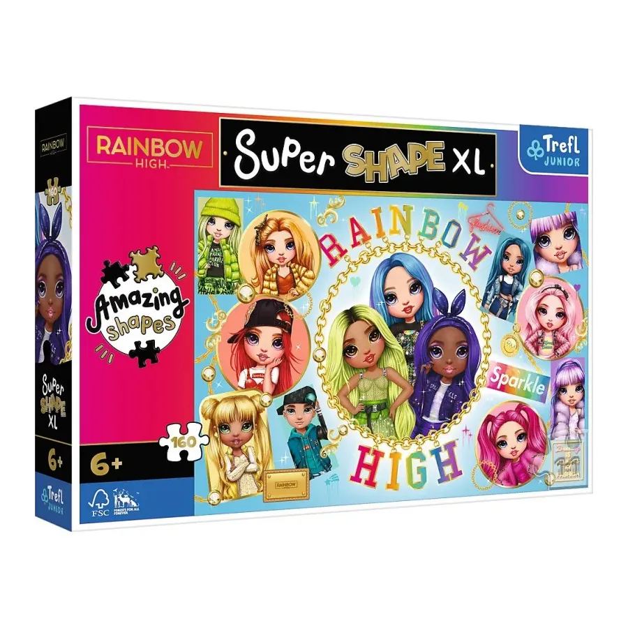 Puzzle 160 elementów XL Super Shape Kolrowe Rainbow High
