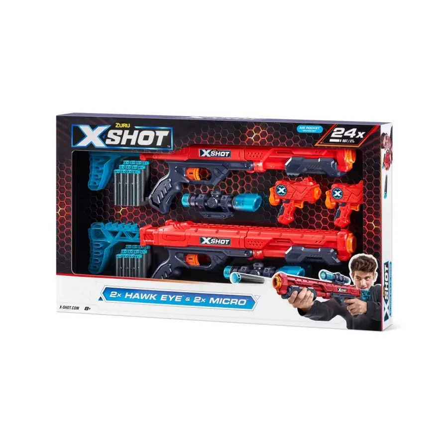 Zestaw wyrzutni X-Shot Excel Double Hawk Eye & Double Micro Combo