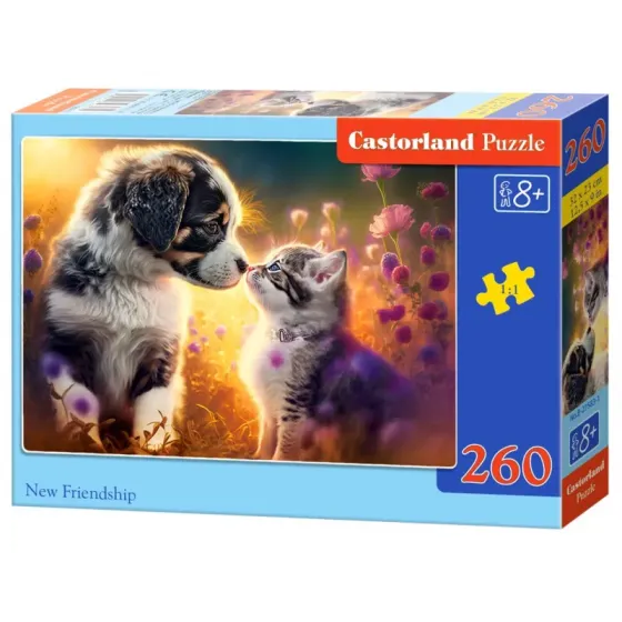 Puzzle 260 elementów Kotek, piesek nowa przyjaźń