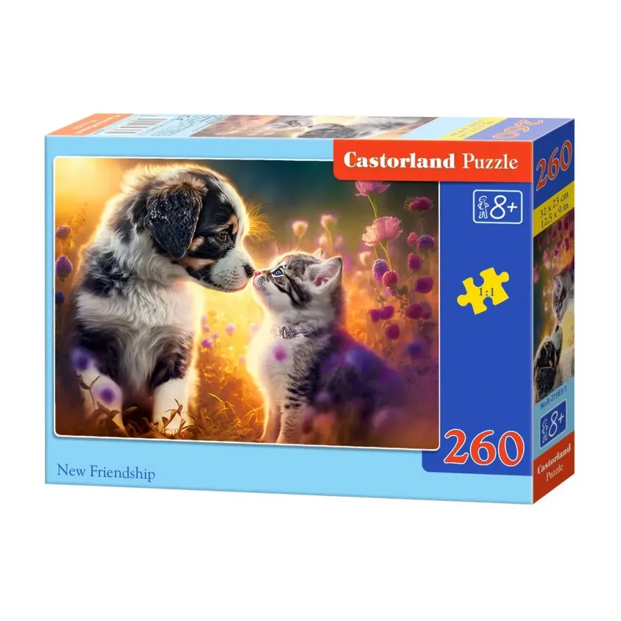 Puzzle 260 elementów Kotek, piesek nowa przyjaźń