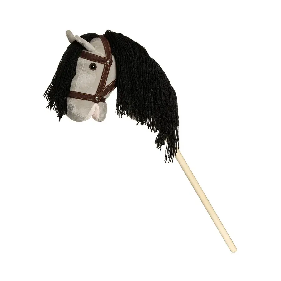 Koń na kiju Hobby Horse szary z lejcami 80cm