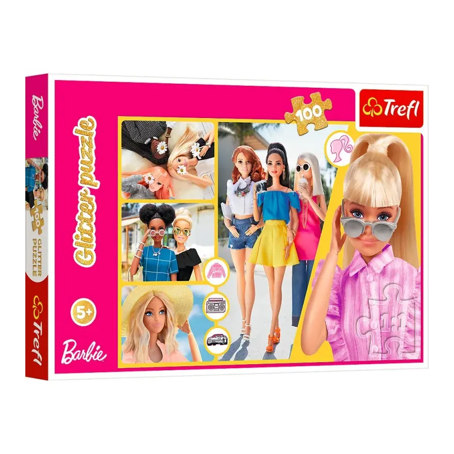 Puzzle 100 elementów Glitter Brokatowa Barbie
