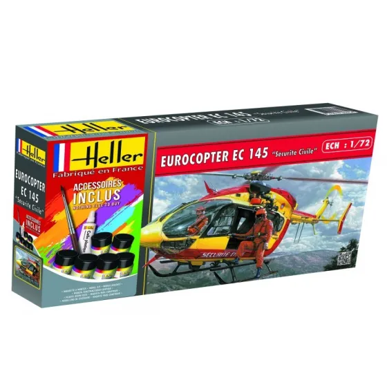 HELLER 56375 Starter Set - Eurocopter EC 145 Sécurité Civile - 1:72