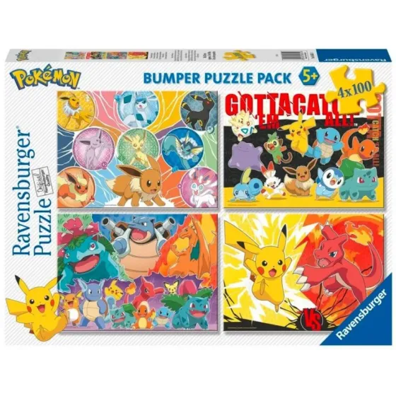 Puzzle 4x100 elementów Pokemon