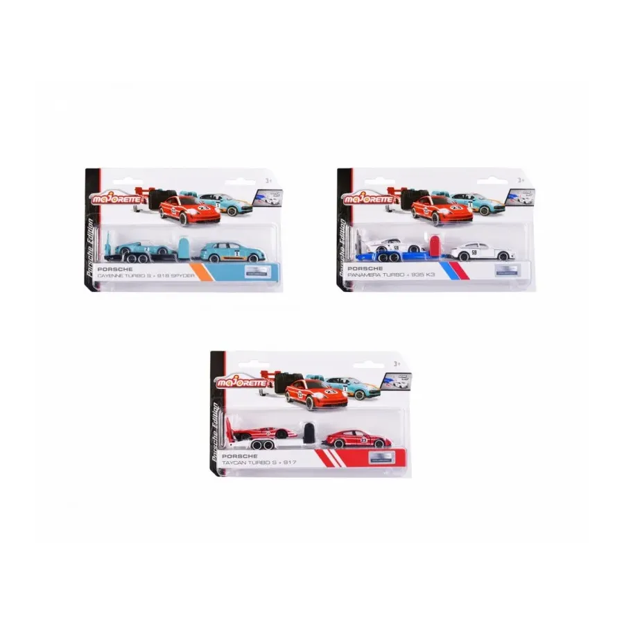Pojazd Majorette Porsche z przyczepką, 3 rodzaje mix