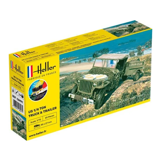 HELLER 56997 Starter Set - Jeep Willys z przyczepką - 1:72