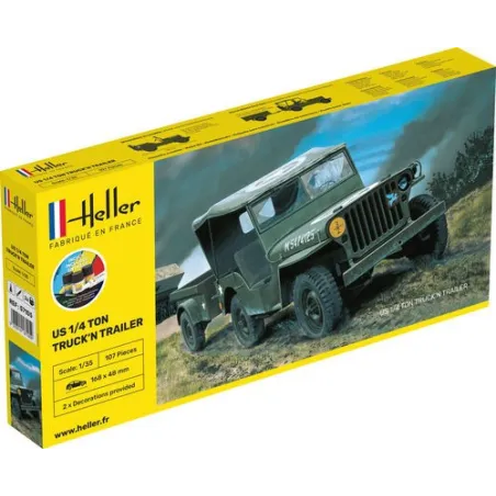 HELLER 57105 Starter Set - Jeep Willys z przyczepką - 1:35