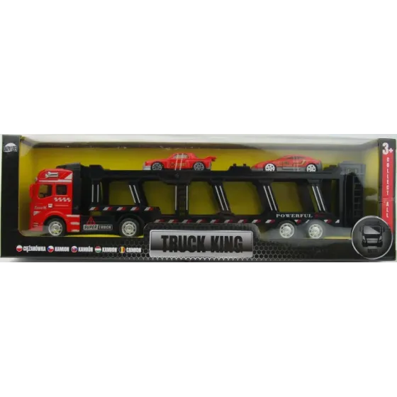 Tir metalowy z przyczepą