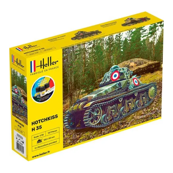 HELLER 57132 Starter Set - Lekki czołg Hotchkiss H35 - 1:35