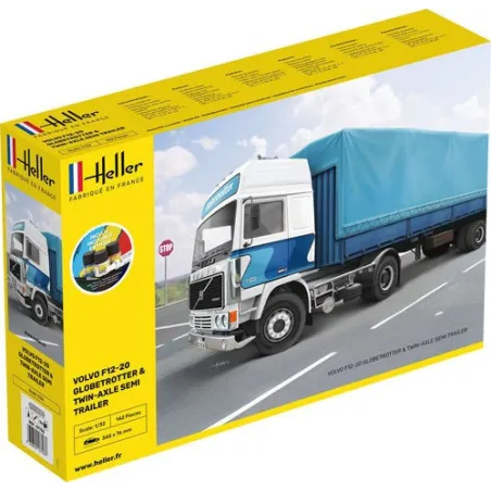 HELLER 57703 Starter Set - Volvo F12-20 GlobeTrotter z naczepą plandekową - 1:32