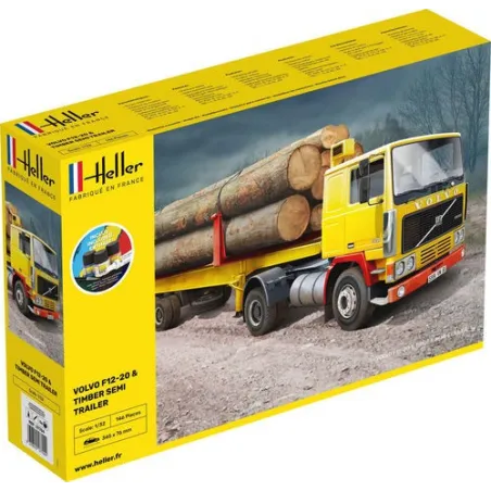 HELLER 57704 Starter Set - Volvo F12-20 z naczepą do drewna - 1:32