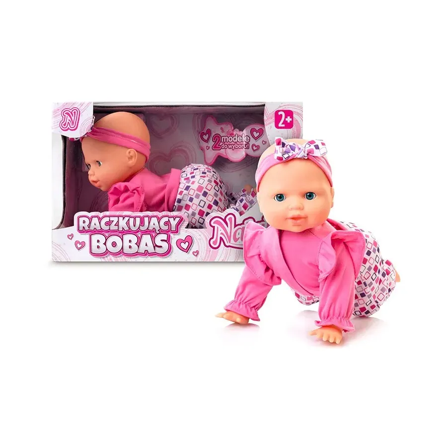 Lalka Natalia bobas raczkujący 32 cm różowy