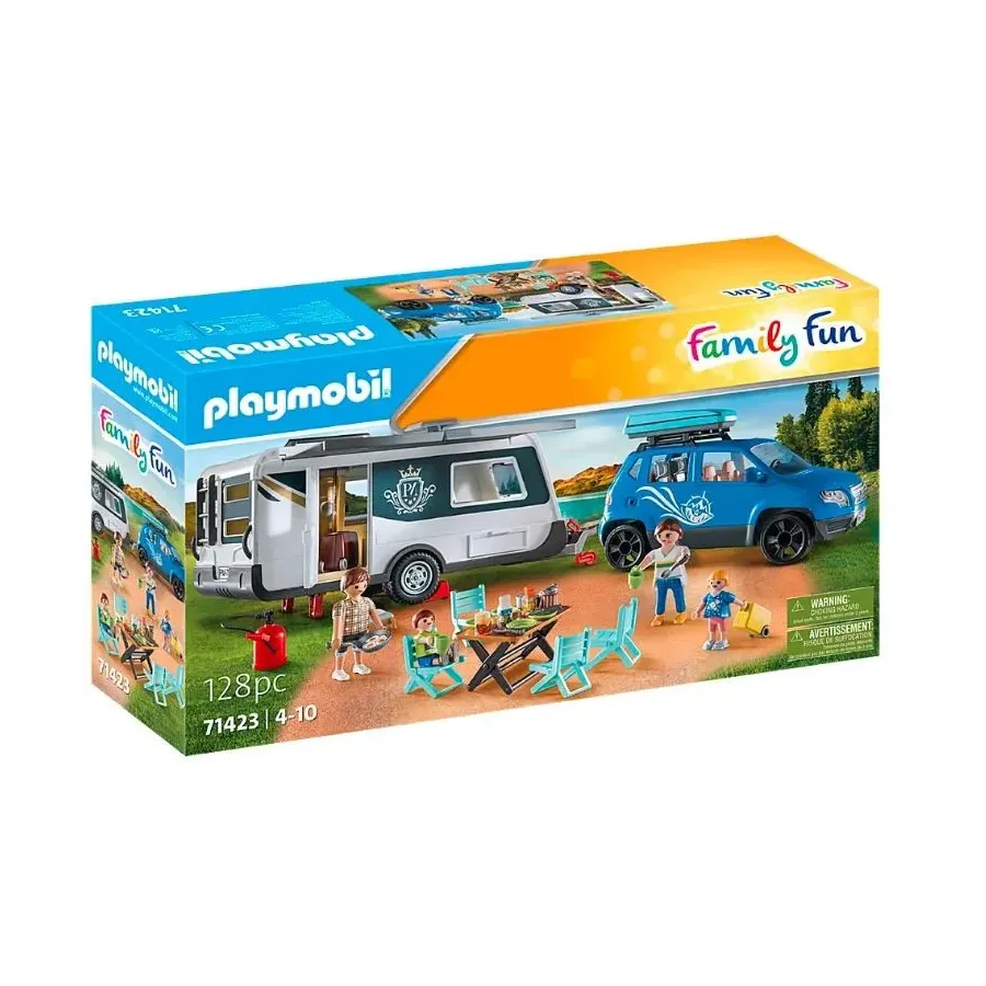 Zestaw z figurkami Family Fun 71423 Samochód z przyczepą kempingową