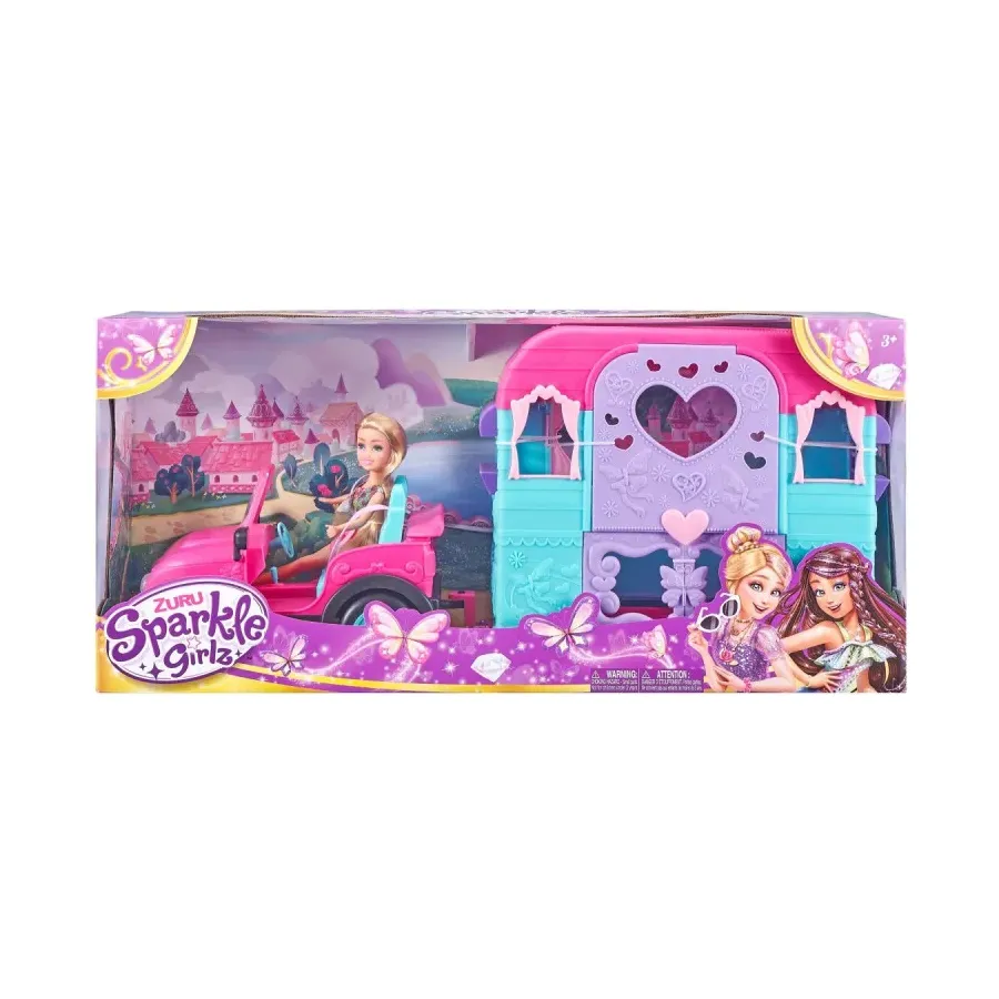 Lalka 10.5 cala Jeep z przyczepą kempingową