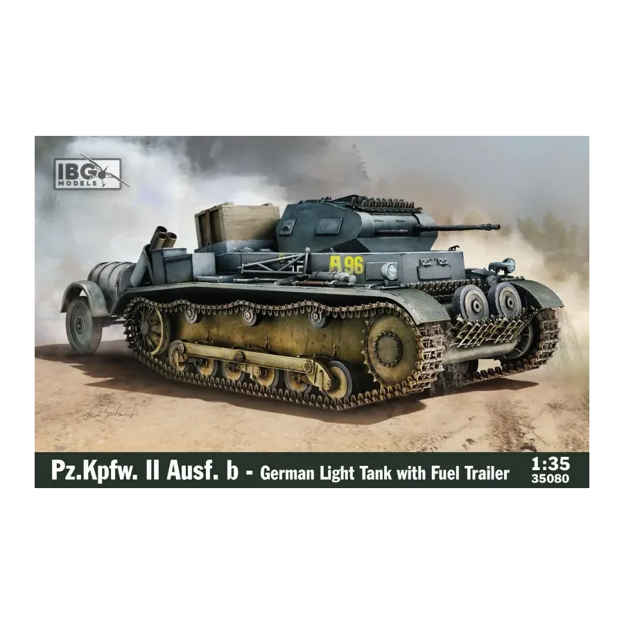 Model plastikowy Pz.Kpfw. II Ausf. b German Light Tank With fuel trailer
