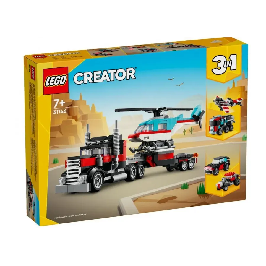 Klocki Creator 31146 Ciężarówka z platformą i helikopterem