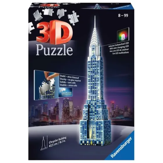 Puzzle 3D Budynki Nocą Wieżowiec Chrystler