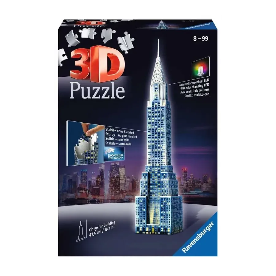 Puzzle 3D Budynki Nocą Wieżowiec Chrystler