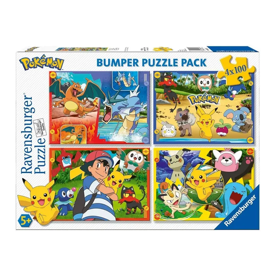 Puzzle 4x100 elementów Pokemon zestaw