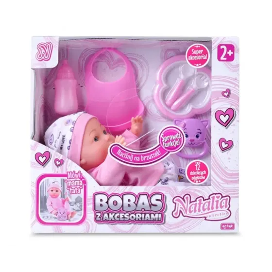 Lalka Natalia bobas z akcesoriami 30 cm