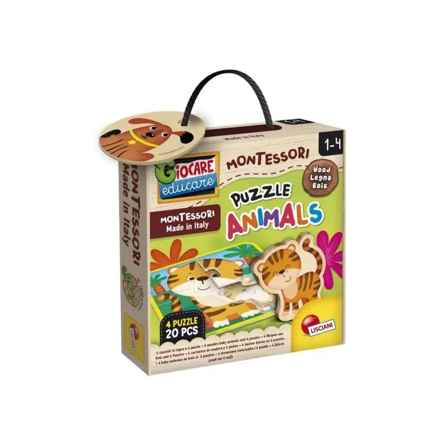 Montessori Puzzle drewniane ze zwierzętami